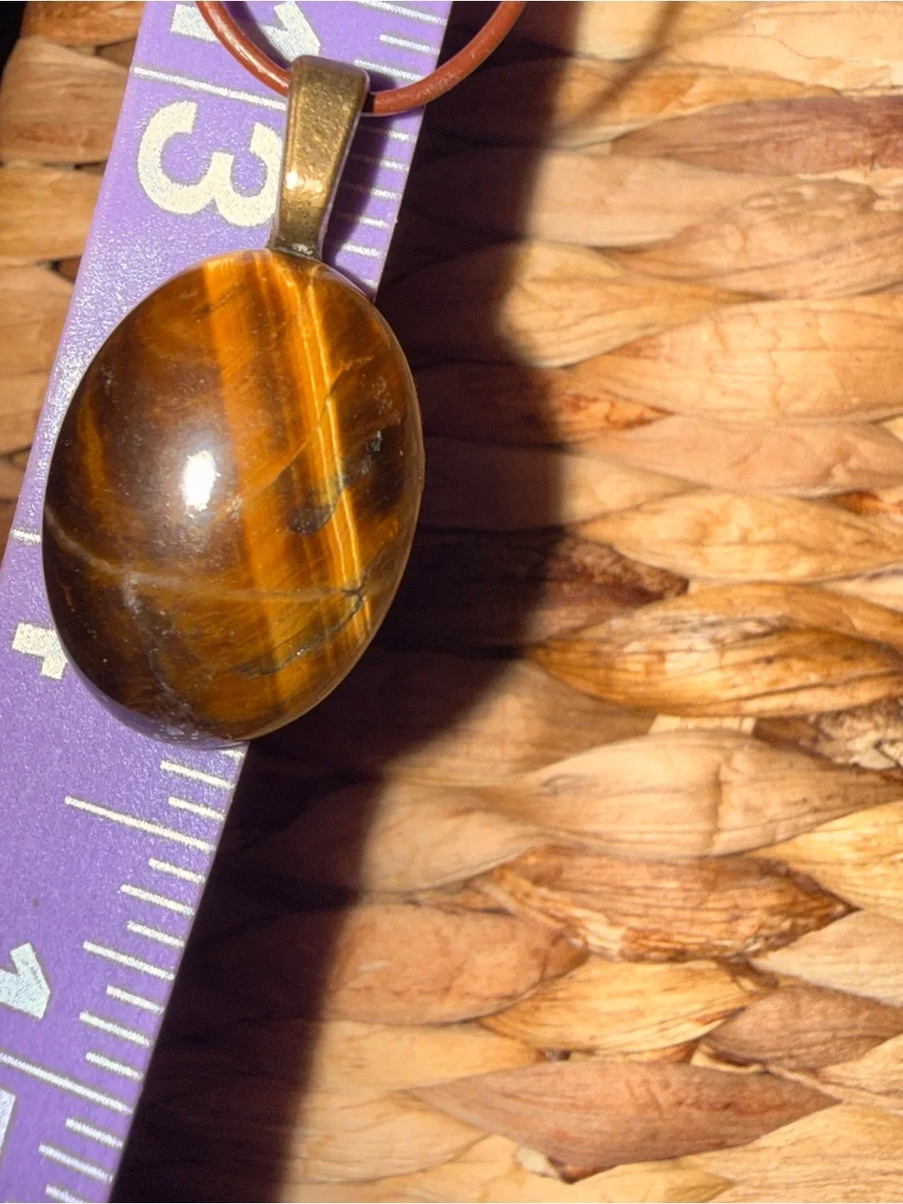 Vintage Tiger's Eye Oval Pendant on Brown Cord
